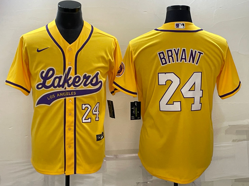 Nike 2023 Men Los Angeles Lakers 24 Bryant yellow NBA Jersey style 4